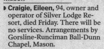 Silver Lodge Resort - May 28 2002 Owner Passes Away